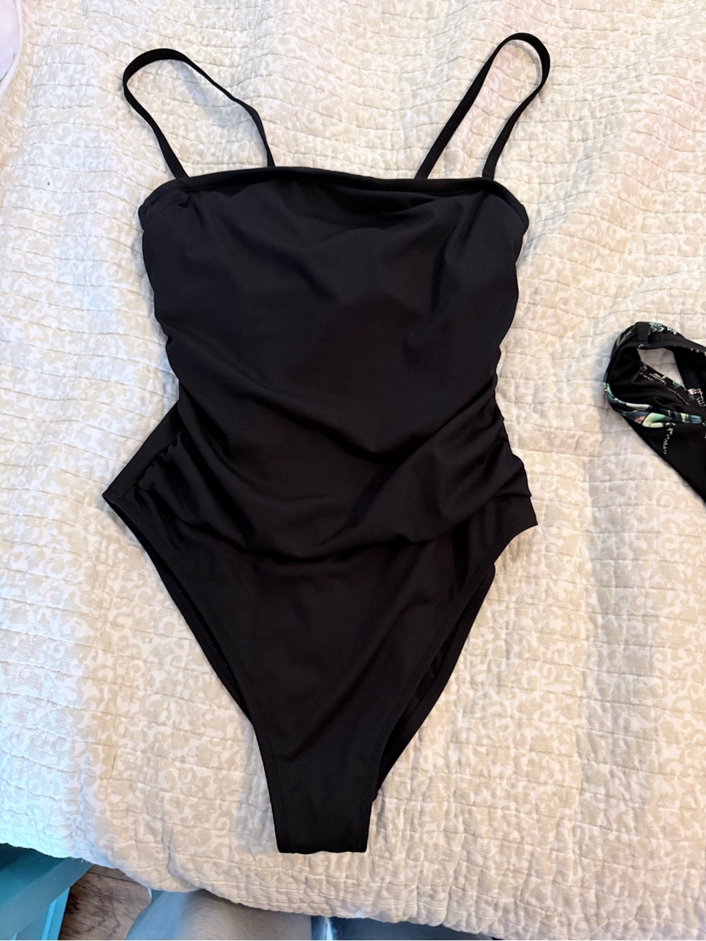Shade & Shore Black One-Piece Swimsuit with Slim Straps